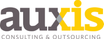 Logo for Auxis Consulting: "auxis" in lowercase, with "aux" in gray and "is" in yellow, featuring a diamond design between letters. - SysAid