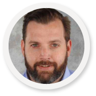 A bearded man symbolizes SysAid's ITSM solution, enhancing both Service Desk efficiency and user experience in a circular frame. - SysAid