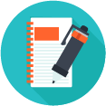 Illustration of a white notepad and orange pencil on teal. Easily track issues with SysAid ITSM's intuitive Ticketing System. - SysAid