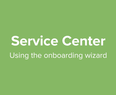 Green background with white text: "Service Center - Using the onboarding wizard," showcasing ITSM integration. - SysAid