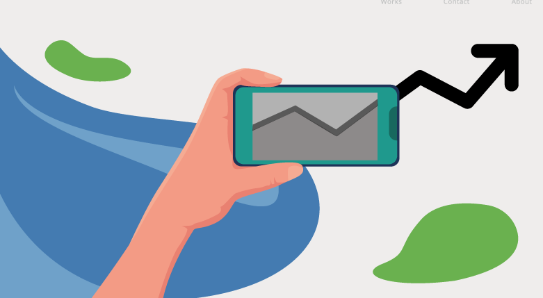 A hand holding a phone with a graph signifies ITSM excellence, showcasing SysAid's role in enhancing service desk value streams. - SysAid