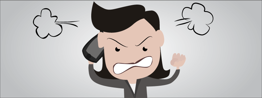 A cartoon person with dark hair frowns, illustrating user frustrations efficiently managed by SysAid's Service Desk solutions. - SysAid