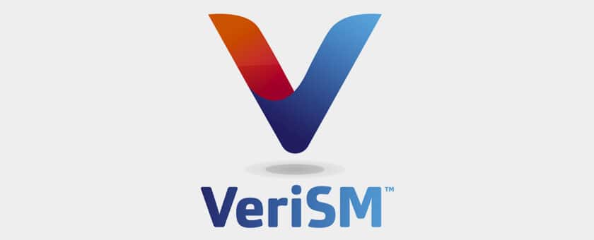 VeriSM logo with a stylized 'V' in blue and red gradient, symbolizing integration with SysAid's ITSM solutions. - SysAid