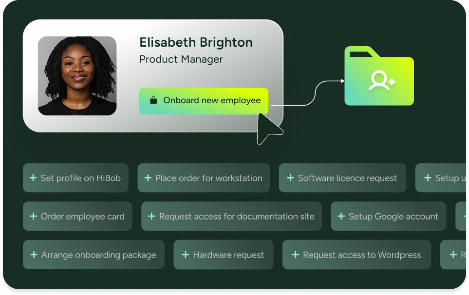 SysAid ITSM onboarding interface for new employees, highlighting streamlined task management and productivity tools. - SysAid