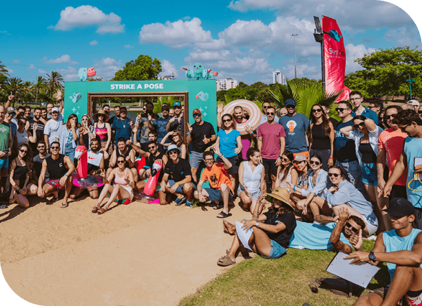 SysAid team celebrates collaboration outdoors, embodying ITSM values of unity and service excellence. - SysAid