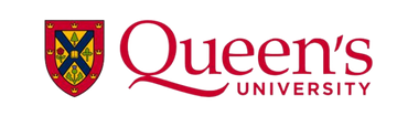 Logo of queen's university featuring a red script "queen’s" beside a shield with a heraldic design, and the word "university" below in a serif font.