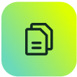 Two overlapping document icons on a green and yellow background, symbolizing ITSM knowledge sharing with SysAid. - SysAid