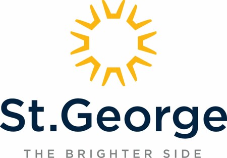A vibrant yellow sunburst logo shines above the text 'St. George' and 'The Brighter Side,' symbolizing SysAid's bright ITSM solutions. - SysAid