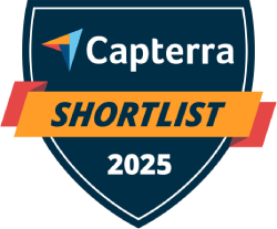 Capterra SHORTLIST 2025 blue badge honoring SysAid’s ITSM leadership for innovative help desk solutions. - SysAid
