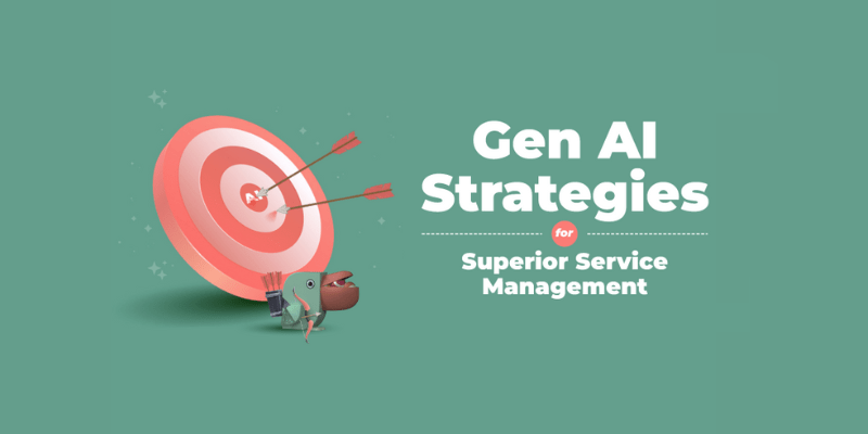 Bullseye, robot, and "Gen AI Strategies for Superior Service Management" text highlight SysAid ITSM innovation. - SysAid