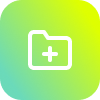 Folder icon with plus sign on gradient background, symbolizing SysAid ITSM streamlined asset management. - SysAid