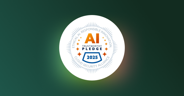 SysAid badge: "AI Trustworthy Pledge 2025" promoting ethical ITSM innovation on a dark green background. - SysAid