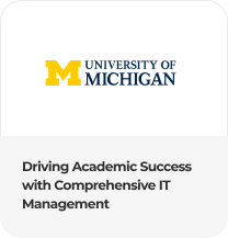 University of Michigan logo above the text "Driving Academic Success with Comprehensive IT Management. - SysAid
