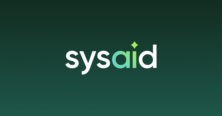 SysAid logo with green gradient "aid" and diamond, symbolizing leading ITSM solutions on a dark green background. - SysAid